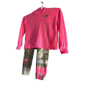 Nike Toddler Girls Hoodie Jogging Suit Pink/Green Camo Size 4T